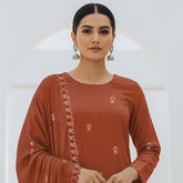 Copper Dhanak Chamki Embroidered 3PC Unstitched