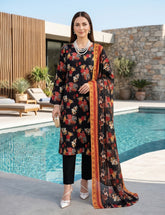 Midnight Bloom Digital Print 3-Piece Unstitched