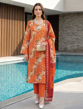 Sunset Tangerine Digital Print 3-Piece Unstitched