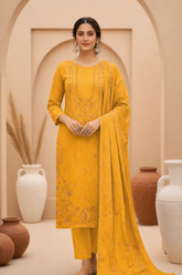 Golden Yellow Bana Dora Signature Dhanak 3PC Unstitched