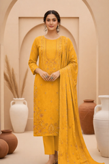 Golden Yellow Bana Dora Signature Dhanak 3PC Unstitched