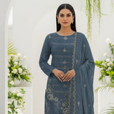 Grey Dhanak Chamki Embroidered 3PC Unstitched