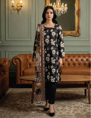 Charcoal Radiance Digital Print 3-Piece Unstitched