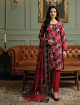 Crimson Charcoal Digital Print 3-Piece Unstitched