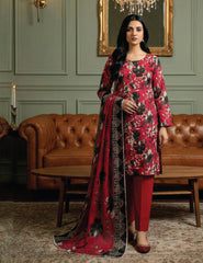 Crimson Charcoal Digital Print 3-Piece Unstitched