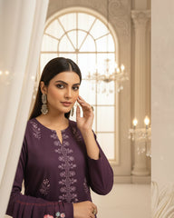 Plum Bana Dora Embroidered Dhanak 3PC Unstitched