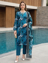 Teal Treasure Digital Print 3-Piece Unstitched