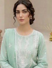Dusty Aqua double head embroidery 3-Piece Unstitch