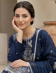 Midnight Blue double head embroidery 3-Piece Unstitch
