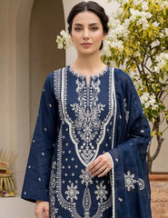 Midnight Blue double head embroidery 3-Piece Unstitch