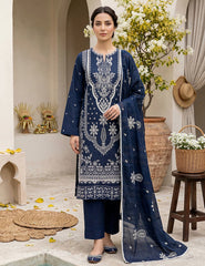 Midnight Blue double head embroidery 3-Piece Unstitch