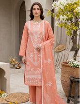 Apricot Blush double head embroidery 3-Piece Unstitch