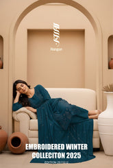 Teal Blue Bana Dora Signature Dhanak 3PC Unstitched