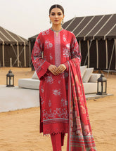 Crimson Rouge & Silver Flora Lawn 3 PCs Unstitched