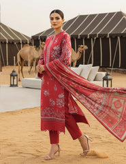 Crimson Rouge & Silver Flora Lawn 3 PCs Unstitched