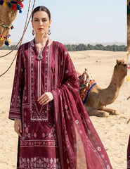 Maroon Ethnic Filigree Lawn 3 PCs Unstitched