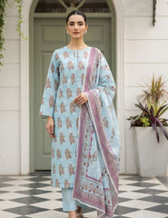 Sky Blue & Lilac Garden Nenokara Premium Lawn 3 PCs Unstitched