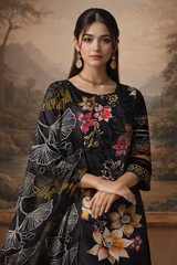 Nayab Noor Noir Floral 3-Piece Unstitched