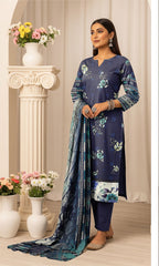 Royal Indigo Viscose Bana Dora 3-Piece Unstitched