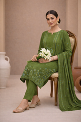 Sage Green Dora Signature Dhanak 3PC Unstitched