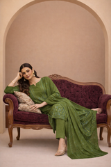 Sage Green Dora Signature Dhanak 3PC Unstitched
