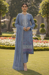 Ash Grey Dhanak Chamki Embroidered 3PC Unstitched
