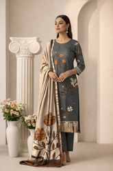 Smoky Slate Viscose Bana Dora 3-Piece Unstitched