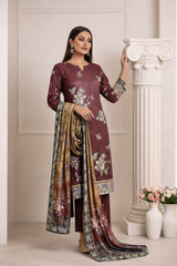 Royal Mehroon Viscose Bana Dora 3-Piece Unstitched