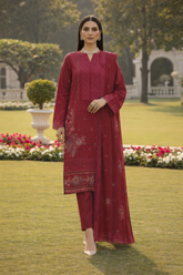 Mehroon Dhanak Chamki Embroidered 3PC Unstitched
