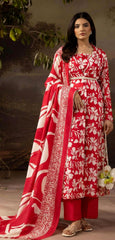 Crimson Red Botanical Airjet Khaddar 3 PC Unstitched