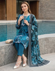Teal Treasure Digital Print 3-Piece Unstitched