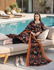 Midnight Bloom Digital Print 3-Piece Unstitched