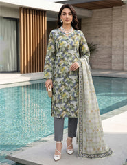 Sage Serenity Digital Print 3-Piece Unstitched Suit