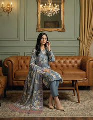 Slate Blue Digital Print 3-Piece Unstitched