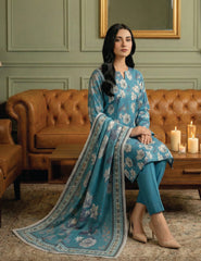Ocean Blue Digital Print 3-Piece Unstitched