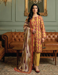 Ikat Illusion Digital Print 3-Piece Unstitched