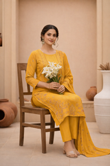 Golden Yellow Bana Dora Signature Dhanak 3PC Unstitched