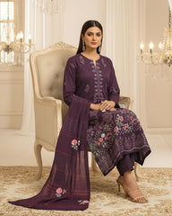 Plum Bana Dora Embroidered Dhanak 3PC Unstitched