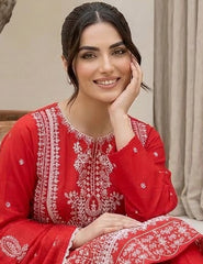 Ruby Elegance double head embroidery 3-Piece Unstitch