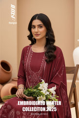 Deep Maroon Bana Dora Signature Dhanak 3PC Unstitched
