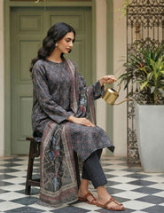 Slate Grey & Geometric Ethnic Nenokara Premium Lawn 3 PCs Unstitched