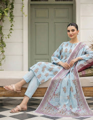 Sky Blue & Lilac Garden Nenokara Premium Lawn 3 PCs Unstitched