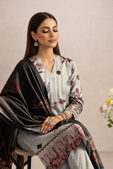 Ash Grey Viscose Bana Dora 3-Piece Unstitched