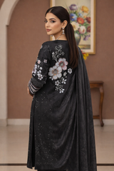 Black Viscose Bana Dora 3-Piece Unstitched