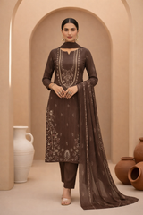 Brown Bana Dora Signature Dhanak 3PC Unstitched