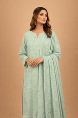 Pistachio Green Noor-e-Dhanak Chamki Embroidered 3-Piece Unstitched