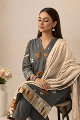 Smoky Slate Viscose Bana Dora 3-Piece Unstitched