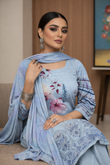 Frosted Bloom Viscose Bana Dora 3-Piece Unstitched
