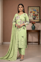 Pistachio Bloom Viscose Bana Dora 3-Piece Unstitched