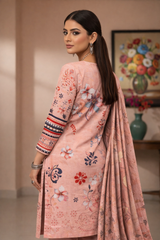 Peach Viscose Bana Dora 3-Piece Unstitched